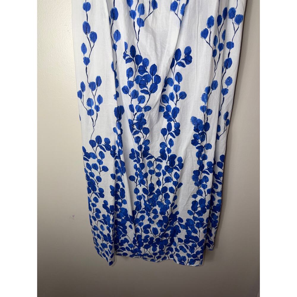 NWT RO'S GARDEN DRESS FANNY LONG MAXI BLUE LEAF 100% COTTON BEACH MILKMAID BOHO - Picture 9 of 12